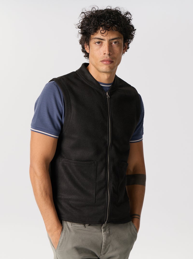 Sweat zippé sans manches Noir - Kiabi