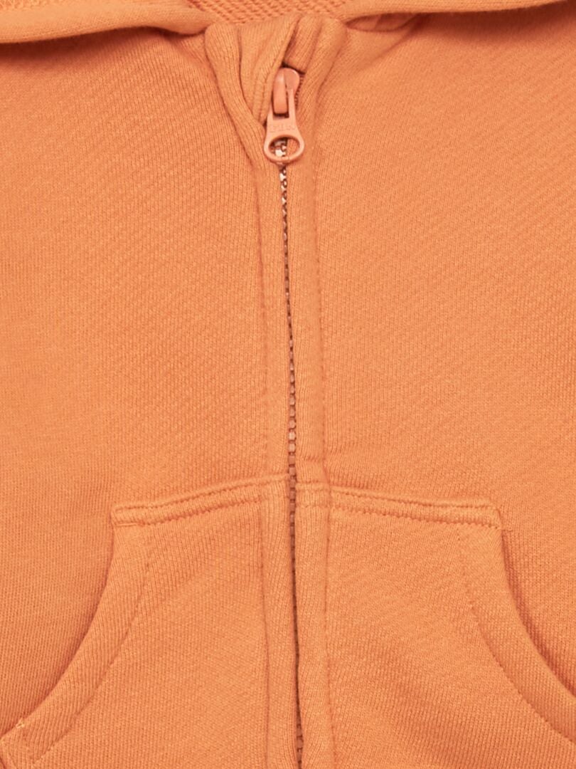 Sweat zippée à capuche orange rouille - Kiabi