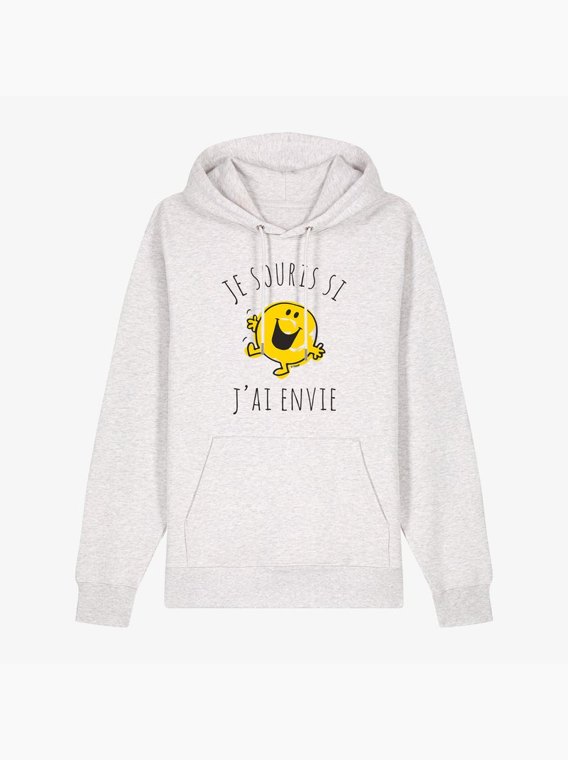 Sweater à capuche Dames - JE SOURIS SI J'AI ENVIE Beige - Kiabi
