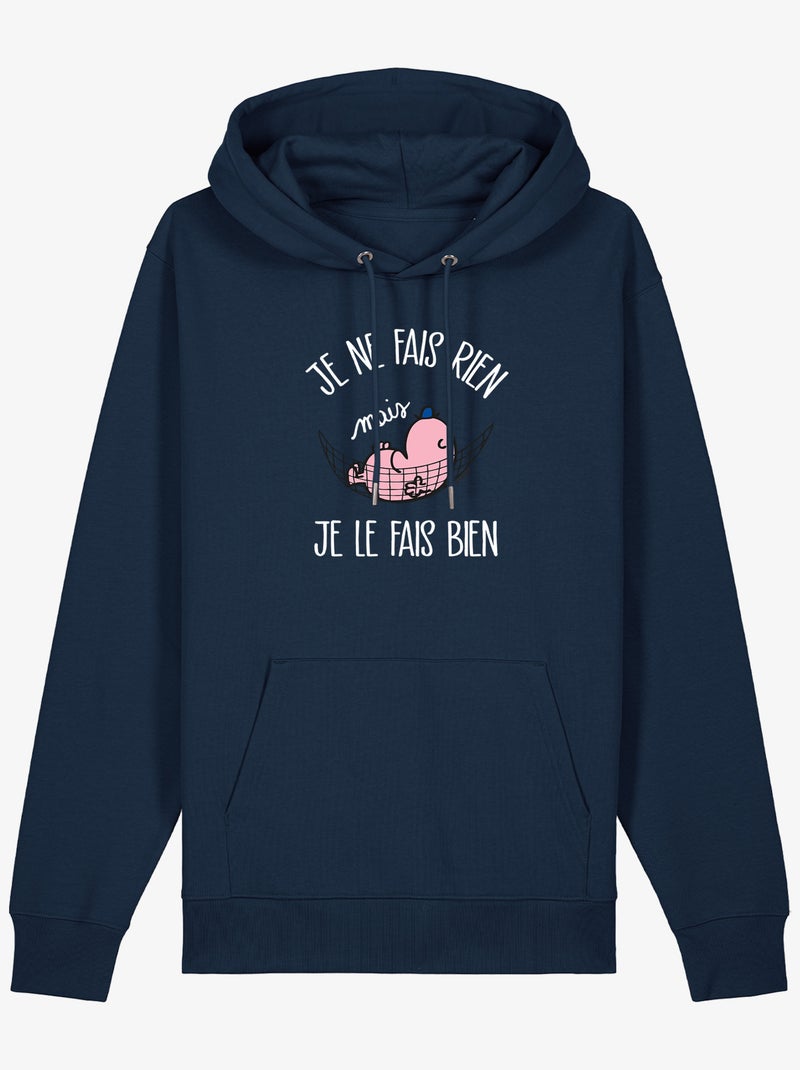 Sweater à capuche Man - JE NE FAIS RIEN MAIS JE LE FAIS BIEN Marineblauw - Kiabi