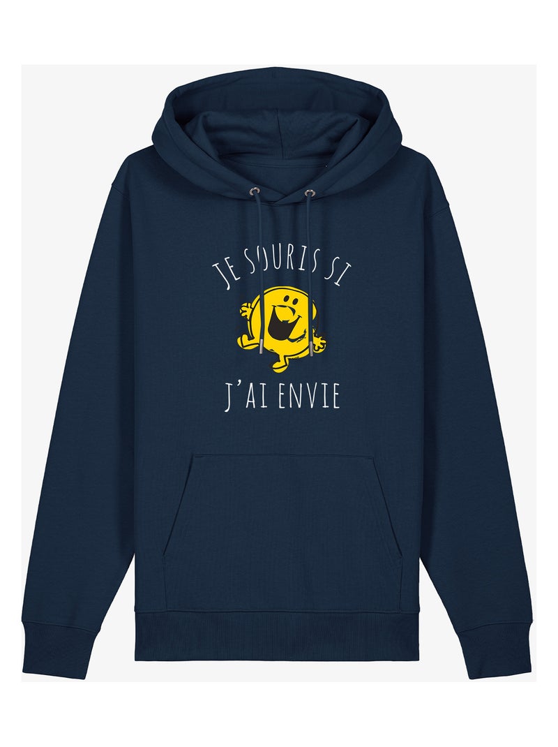 Sweater à capuche Man - JE SOURIS SI J'AI ENVIE Marineblauw - Kiabi