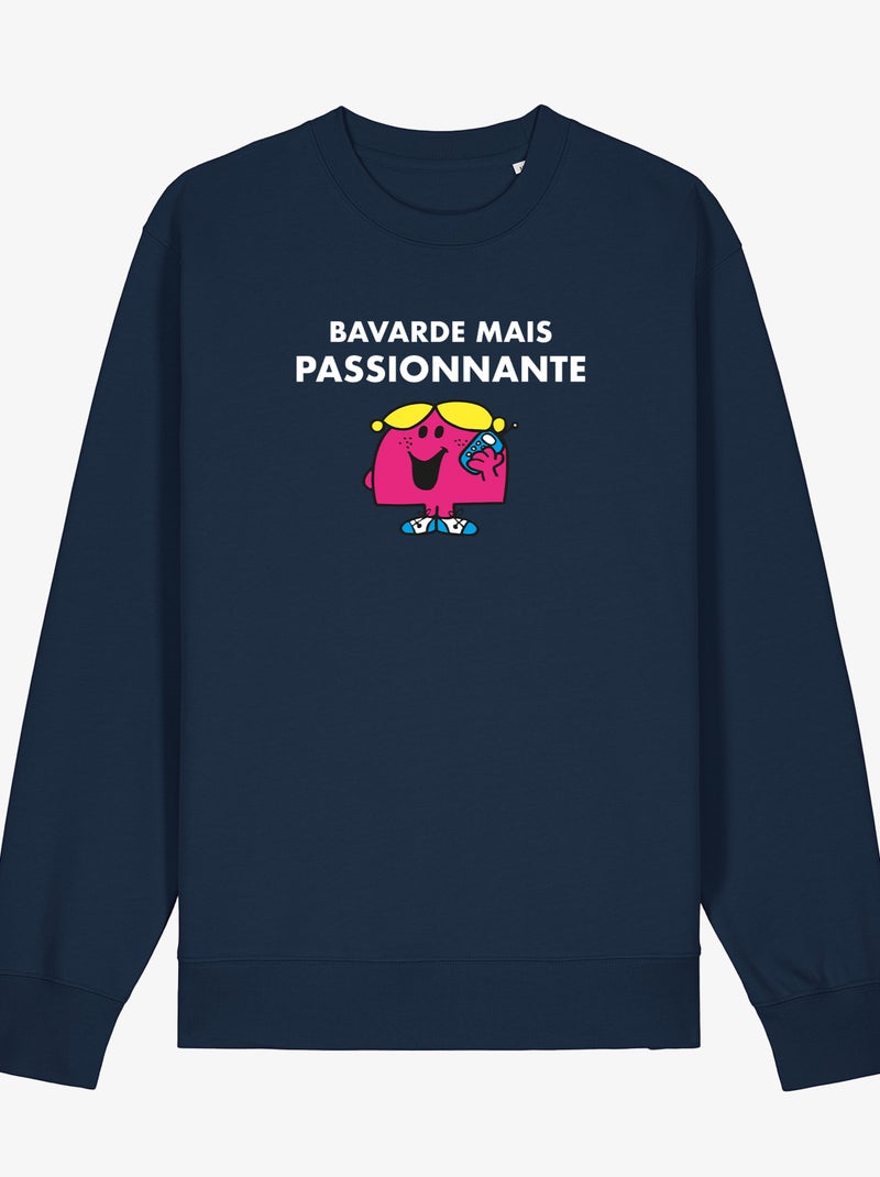 Sweater Dames - BAVARDE MAIS PASSIONNANTE Marineblauw - Kiabi