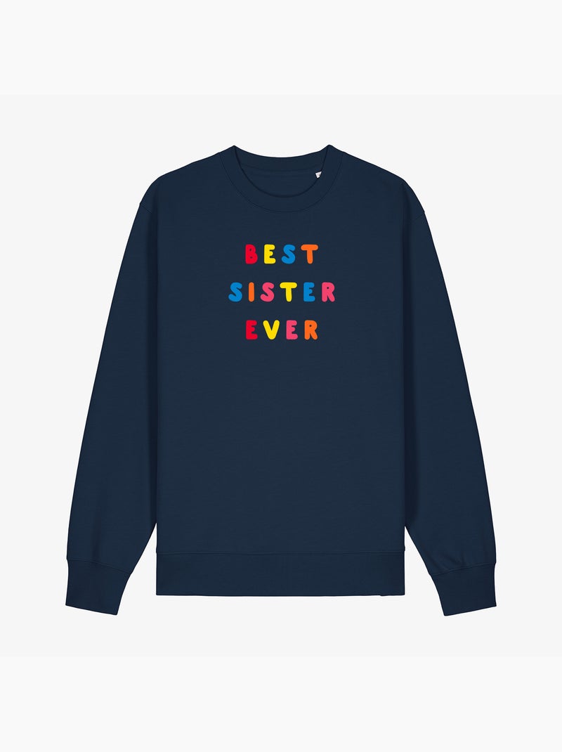 Sweater Dames - BEST SISTER EVER COLORÉE WAF Marineblauw - Kiabi