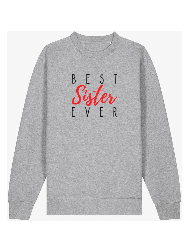 Sweater Dames - BEST SISTER EVER Gemêleerd grijs - Kiabi