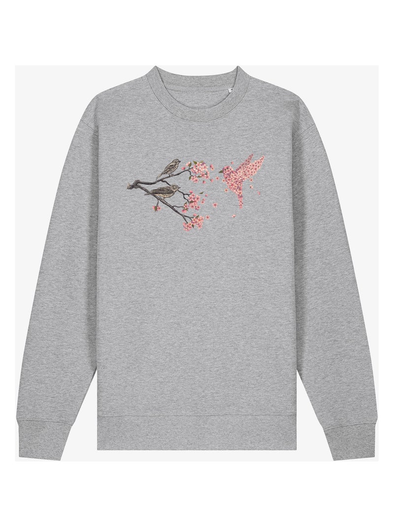 Sweater Dames - BLOSSOM BIRD Gemêleerd grijs - Kiabi