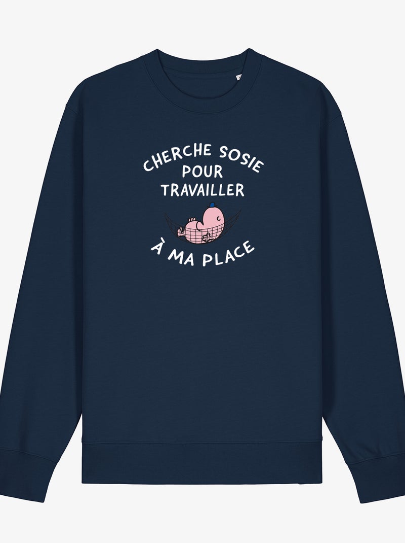 Sweater Dames - CHERCHE SOSIE POUR TRAVAILLER A MA PLACE Marineblauw - Kiabi