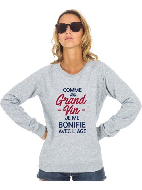 Sweater Dames - COMME UN GRAND VIN JE ME BONIFIE AVEC L'ÂGE WAF - Kiabi Sweater Dames - COMME UN GRAND VIN JE ME BONIFIE AVEC L'ÂGE WAF - Kiabi