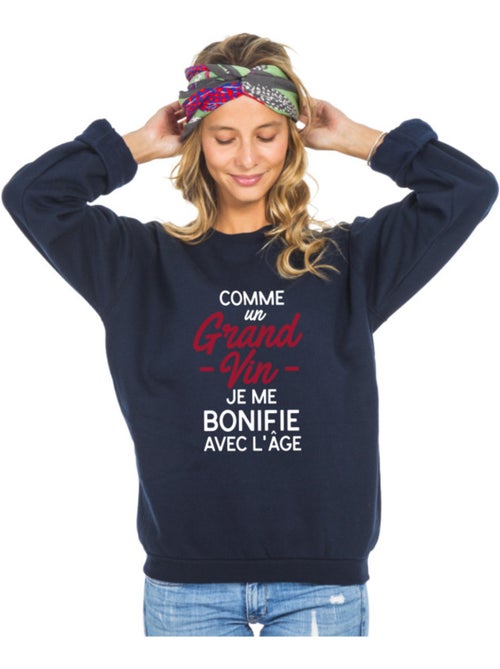 Sweater Dames - COMME UN GRAND VIN JE ME BONIFIE AVEC L'ÂGE WAF - Kiabi Sweater Dames - COMME UN GRAND VIN JE ME BONIFIE AVEC L'ÂGE WAF - Kiabi