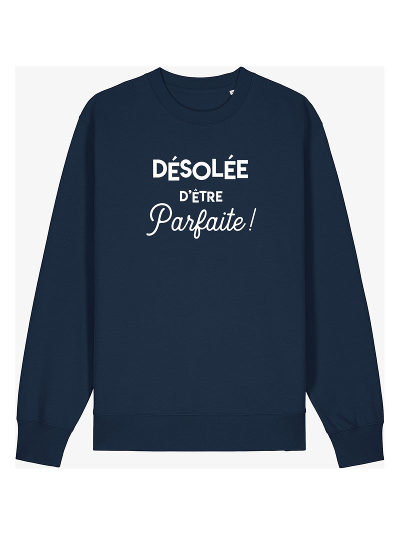 Sweater Dames - DÉSOLÉE D'ÊTRE PARFAITE Marineblauw - Kiabi