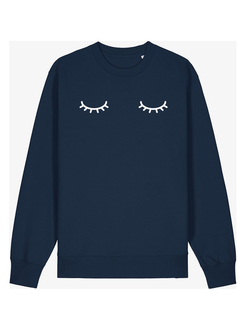Sweater Dames - EYES CLOSED Marineblauw - Kiabi