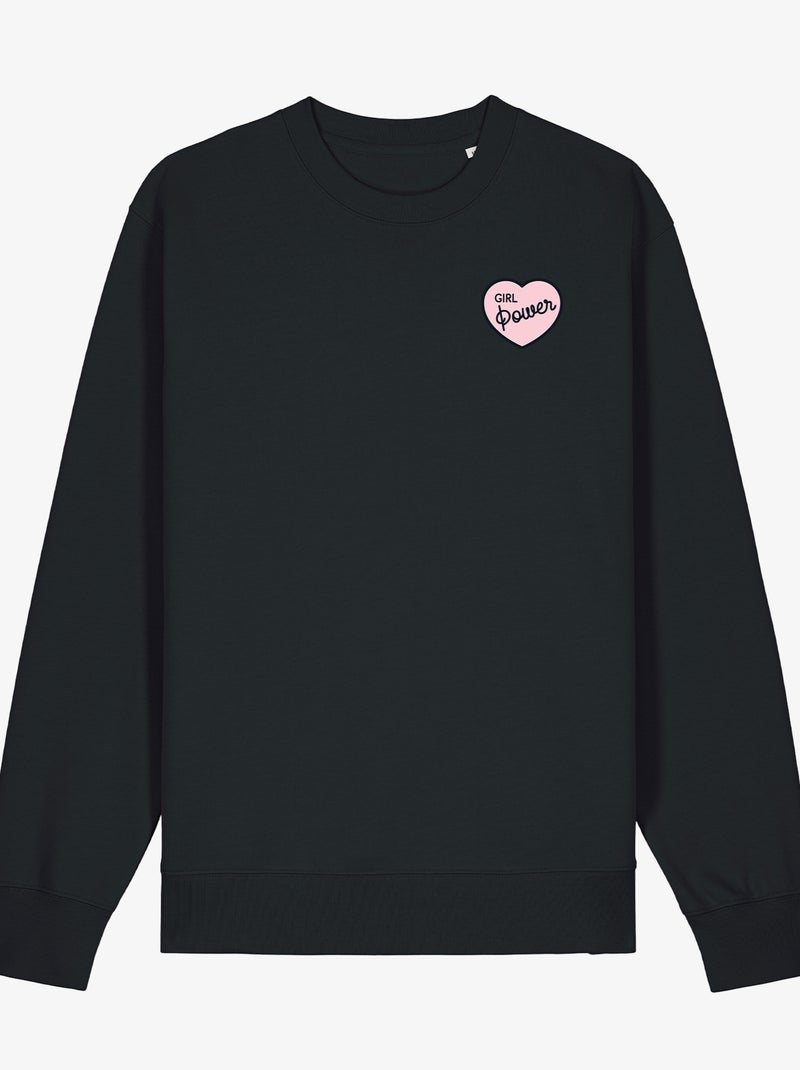 Sweater Dames - GIRL POWER PINK HEART Zwart - Kiabi