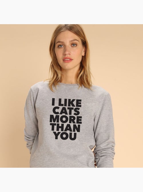 Sweater Dames - I LIKE CATS MORE THAN YOU - Kiabi Sweater Dames - I LIKE CATS MORE THAN YOU - Kiabi