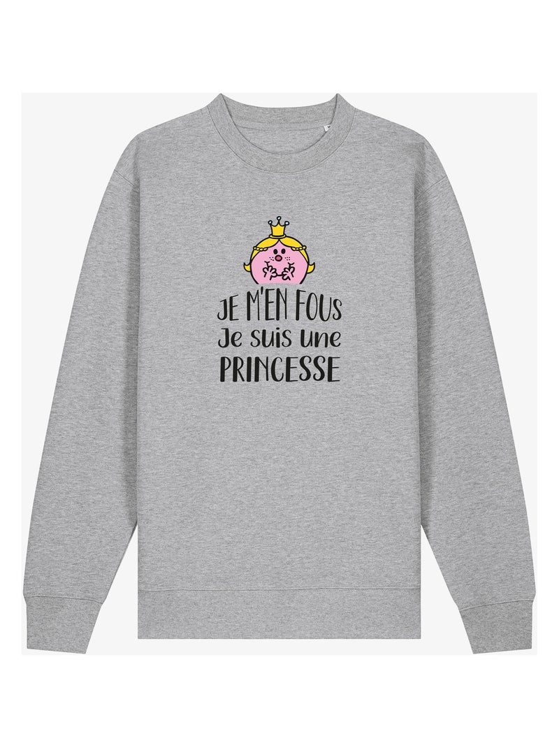Sweater Dames - JE M EN FOUS JE SUIS UNE PRINCESSE Gemêleerd grijs - Kiabi