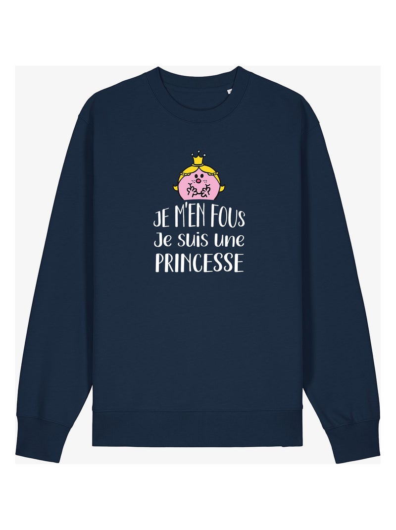 Sweater Dames - JE M EN FOUS JE SUIS UNE PRINCESSE Marineblauw - Kiabi