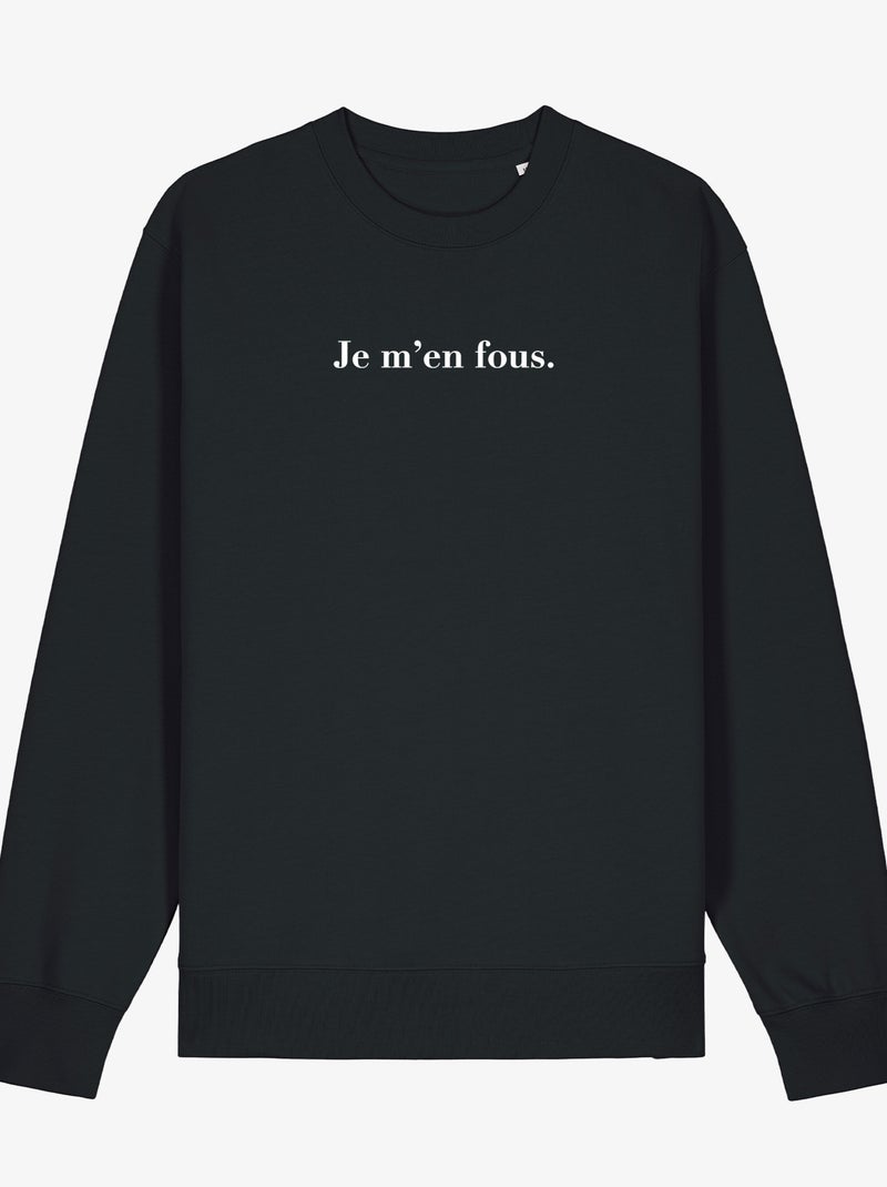 Sweater Dames - JE M'EN FOUS Zwart - Kiabi