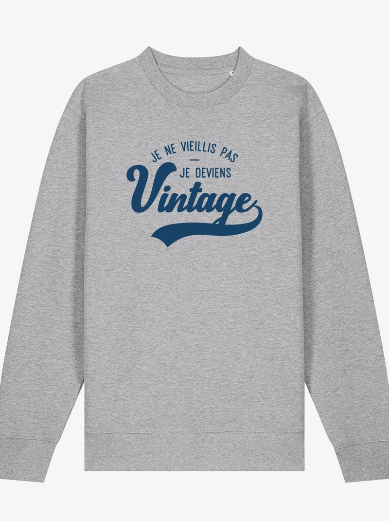 Sweater Dames - JE NE VIEILLIS PAS JE DEVIENS VINTAGE Gemêleerd grijs - Kiabi
