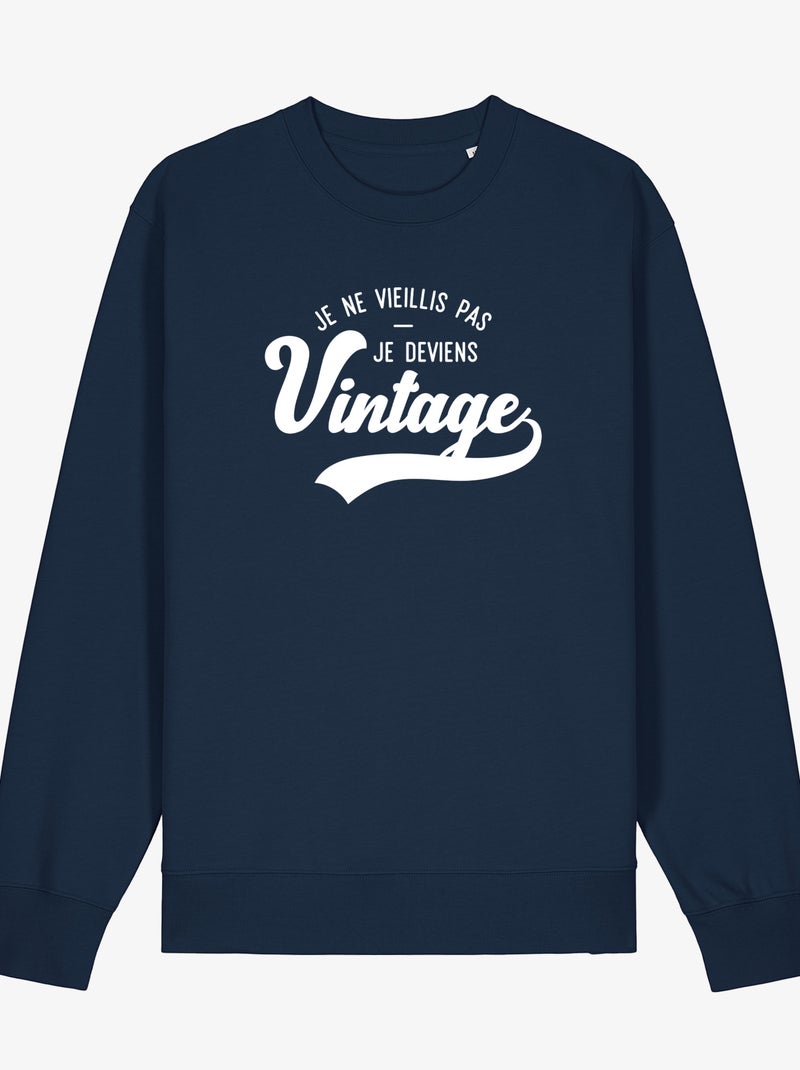 Sweater Dames - JE NE VIEILLIS PAS JE DEVIENS VINTAGE Marineblauw - Kiabi