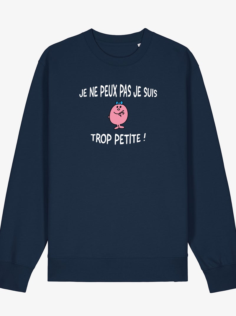 Sweater Dames - JE PEUX PAS JE SUIS TROP PETITE Marineblauw - Kiabi