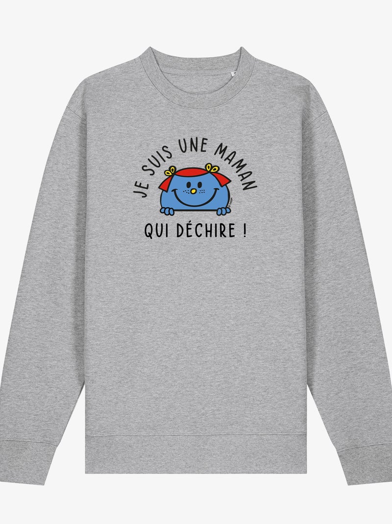 Sweater Dames - JE SUIS UNE MAMAN QUI DECHIRE Gemêleerd grijs - Kiabi