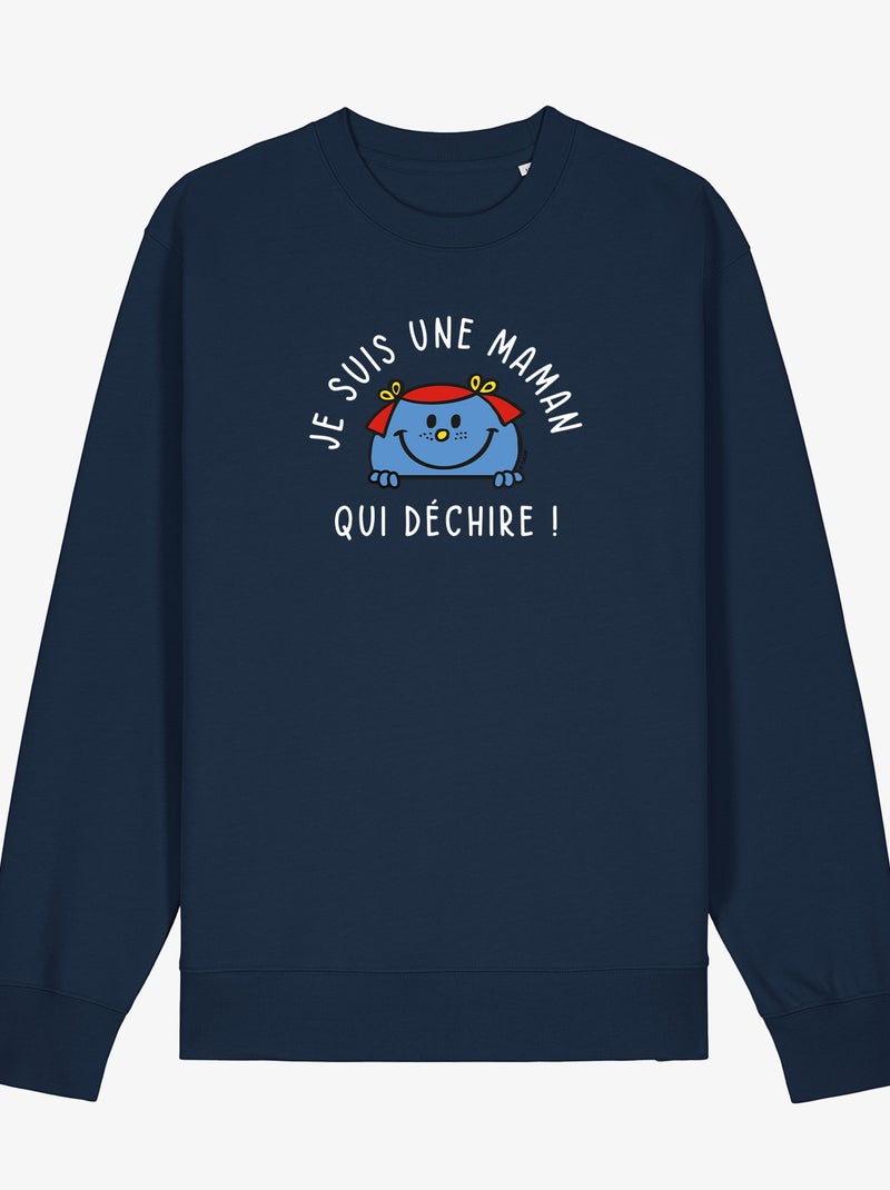 Sweater Dames - JE SUIS UNE MAMAN QUI DECHIRE Marineblauw - Kiabi