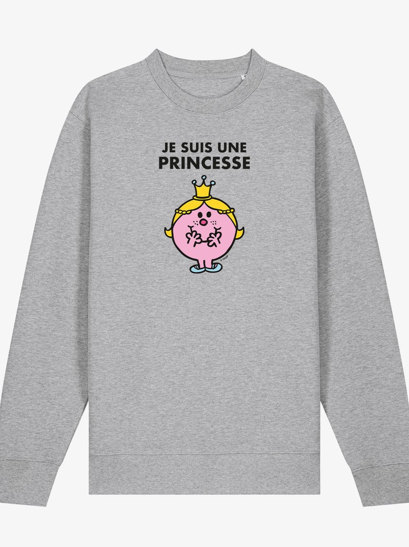 Sweater Dames - JE SUIS UNE PRINCESSE FACE Gemêleerd grijs - Kiabi