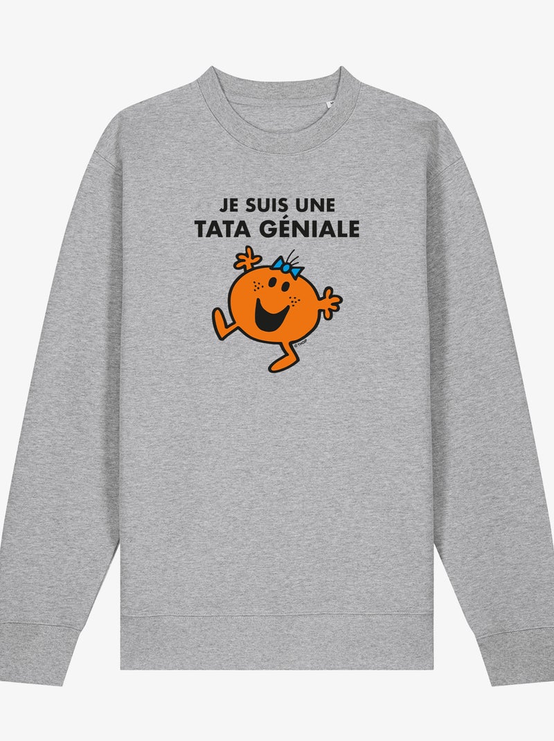 Sweater Dames - JE SUIS UNE TATA GENIALE Gemêleerd grijs - Kiabi