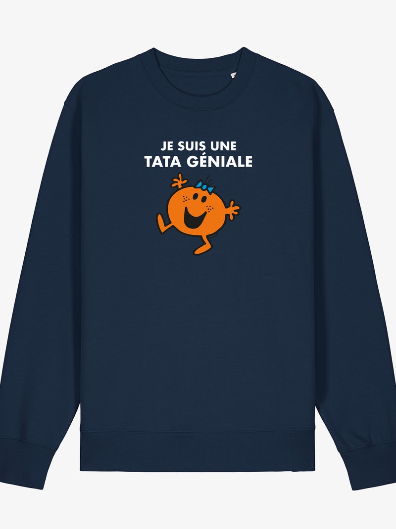 Sweater Dames - JE SUIS UNE TATA GENIALE Marineblauw - Kiabi