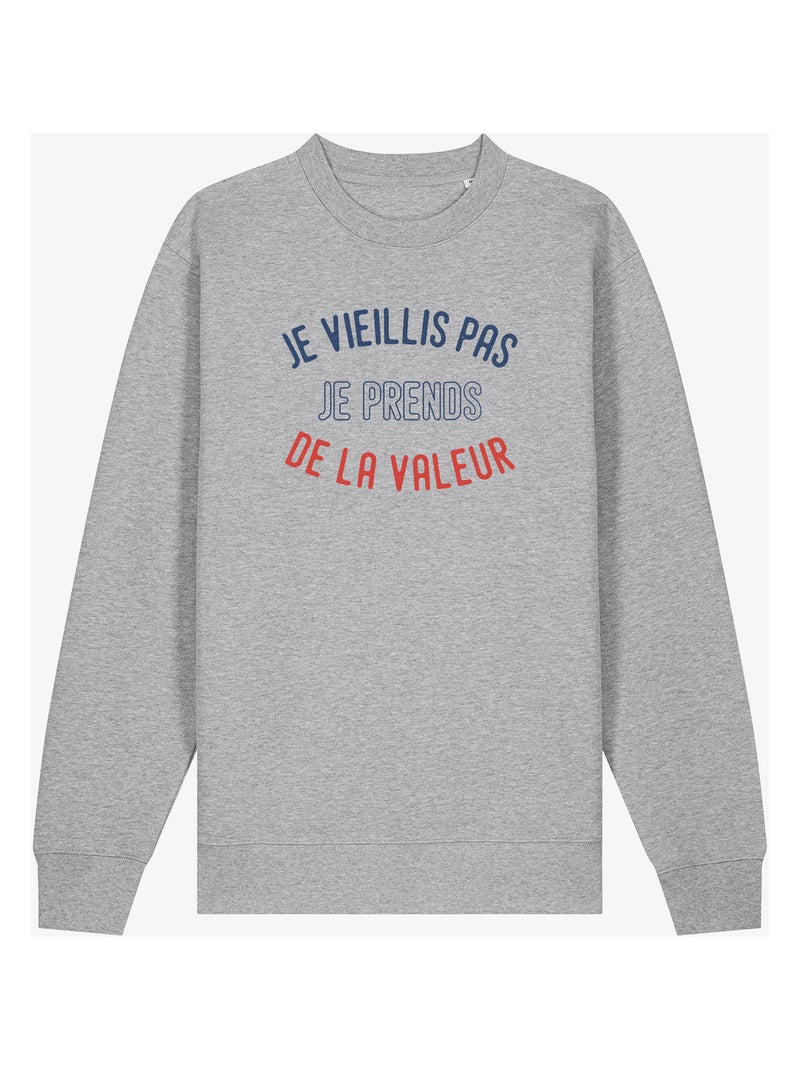 Sweater Dames - JE VIEILLIS PAS JE PRENDS DE LA VALEUR ENKR Gemêleerd grijs - Kiabi