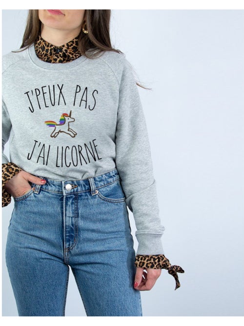 Sweater Dames - J'PEUX PAS J'AI LICORNE - Kiabi Sweater Dames - J'PEUX PAS J'AI LICORNE - Kiabi