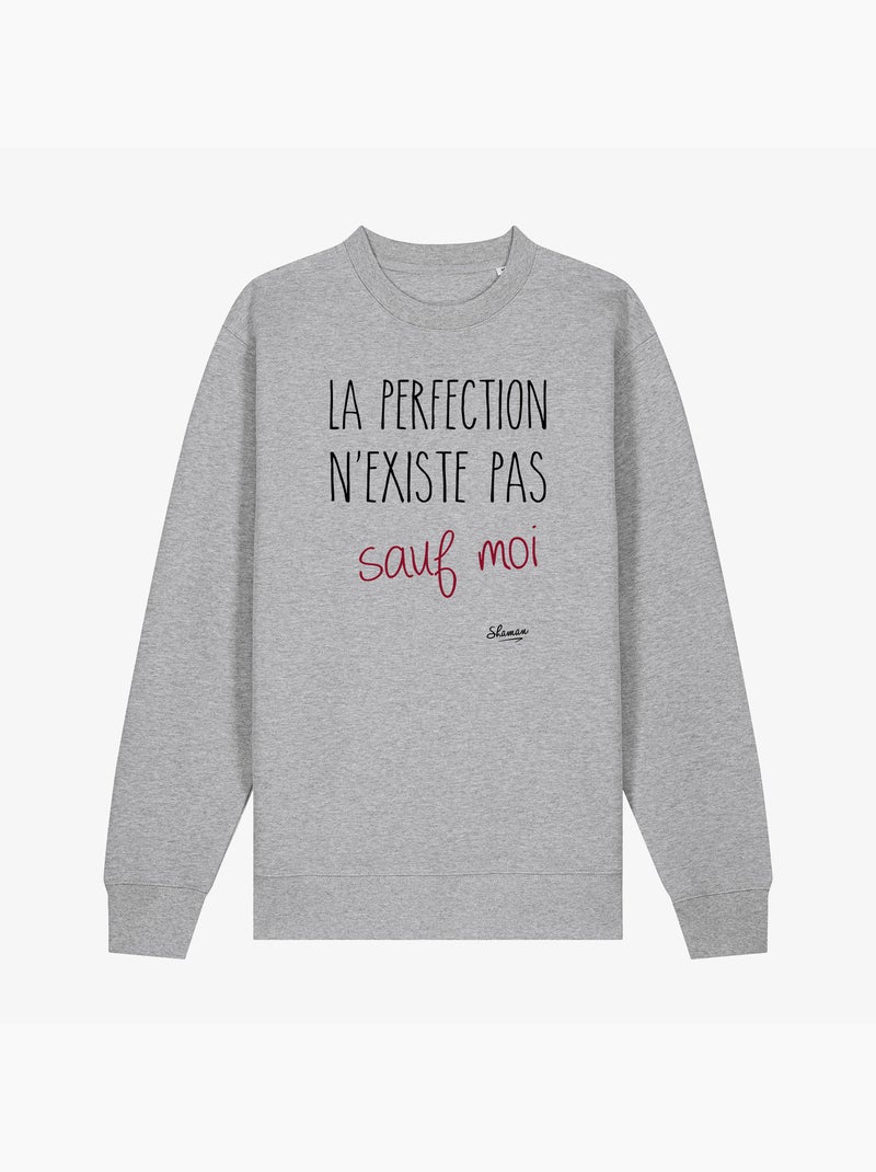 Sweater Dames - LA PERFECTION N'EXISTE PAS SAUF MOI Gemêleerd grijs - Kiabi
