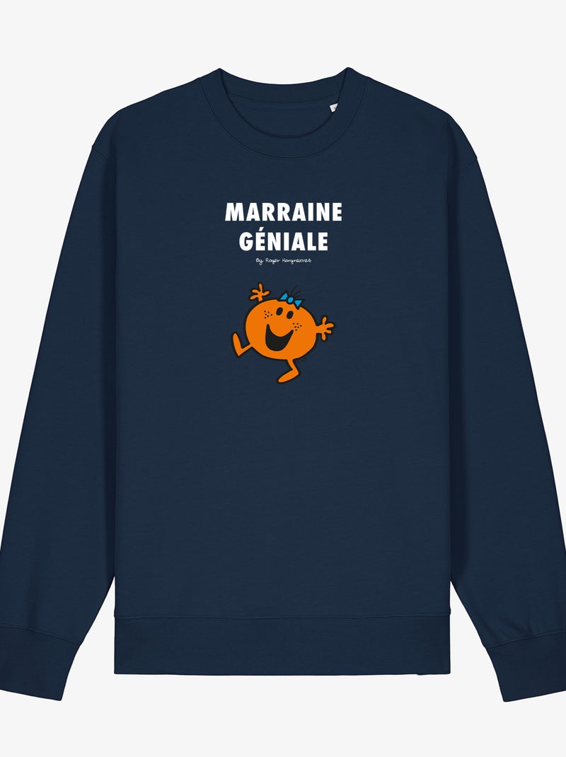 Sweater Dames - LA PLUS GÉNIALE DES MARRAINES 2 Marineblauw - Kiabi