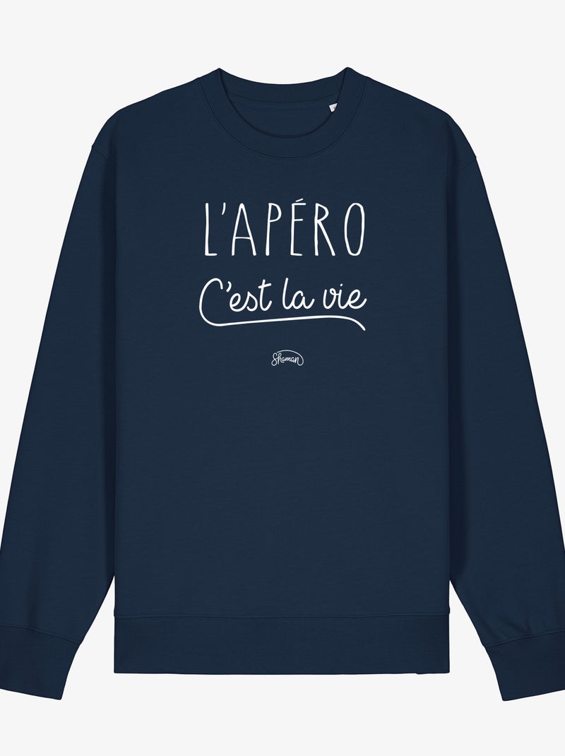 Sweater Dames - L'APERO C'EST LA VIE Marineblauw - Kiabi