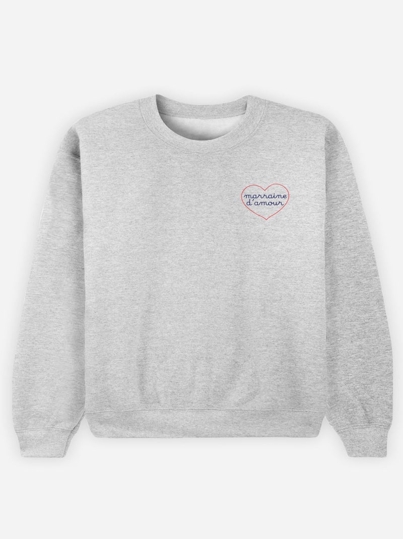 Sweater Dames - MARRAINE D'AMOUR - COEUR Gemêleerd grijs - Kiabi