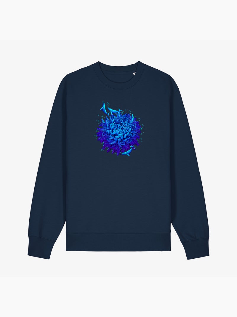 Sweater Dames - SEA FLOWER Marineblauw - Kiabi