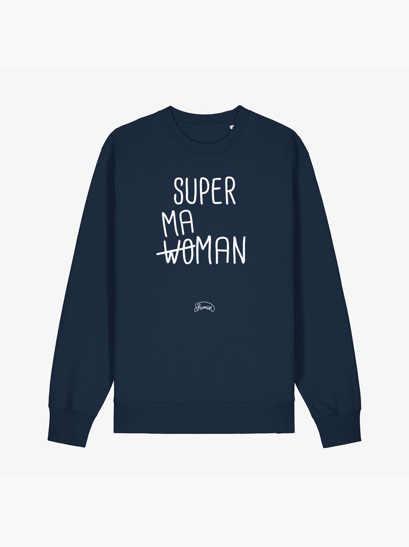 Sweater Dames - SUPER WO MAMAN Marineblauw - Kiabi