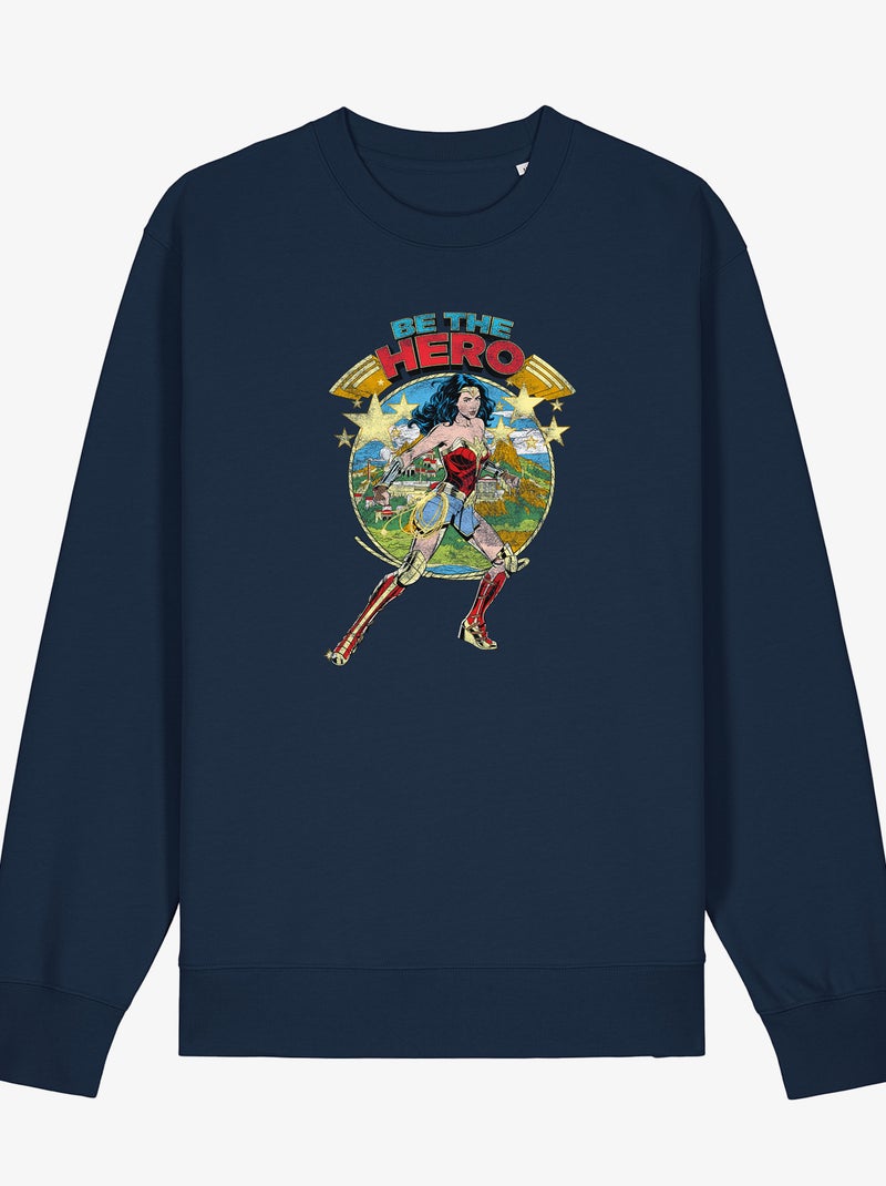 Sweater Dames - WONDER WOMAN BE THE HERO Marineblauw - Kiabi