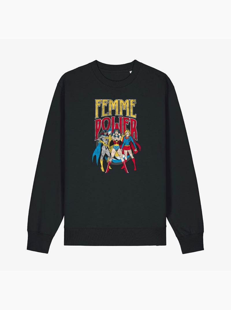 Sweater Dames - WONDER WOMAN Dames POWER Zwart - Kiabi