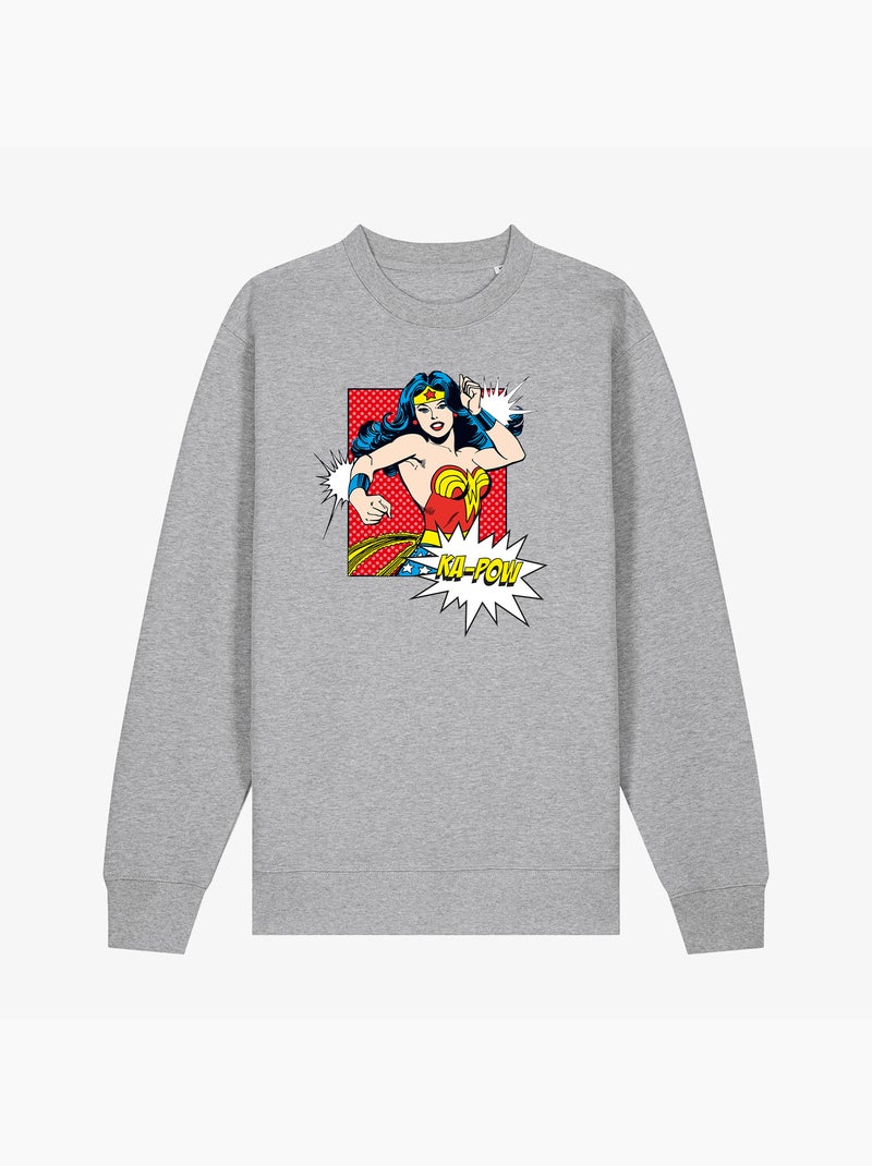Sweater Dames - WONDER WOMAN KA POW Gemêleerd grijs - Kiabi