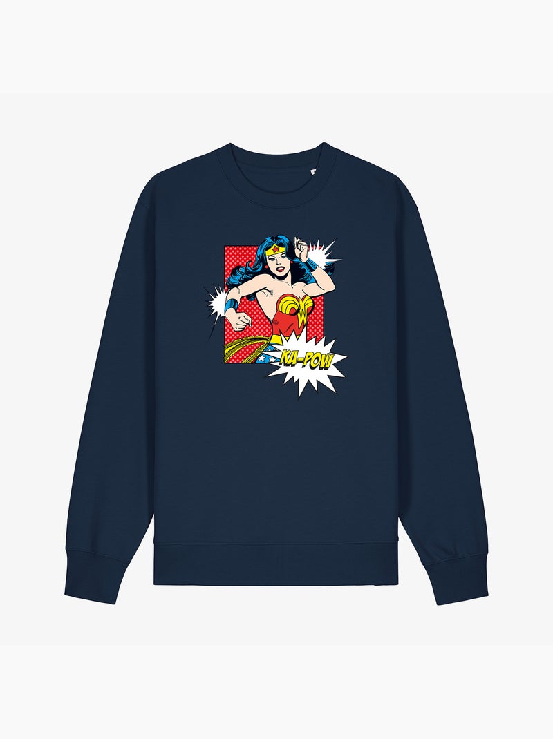 Sweater Dames - WONDER WOMAN KA POW Marineblauw - Kiabi