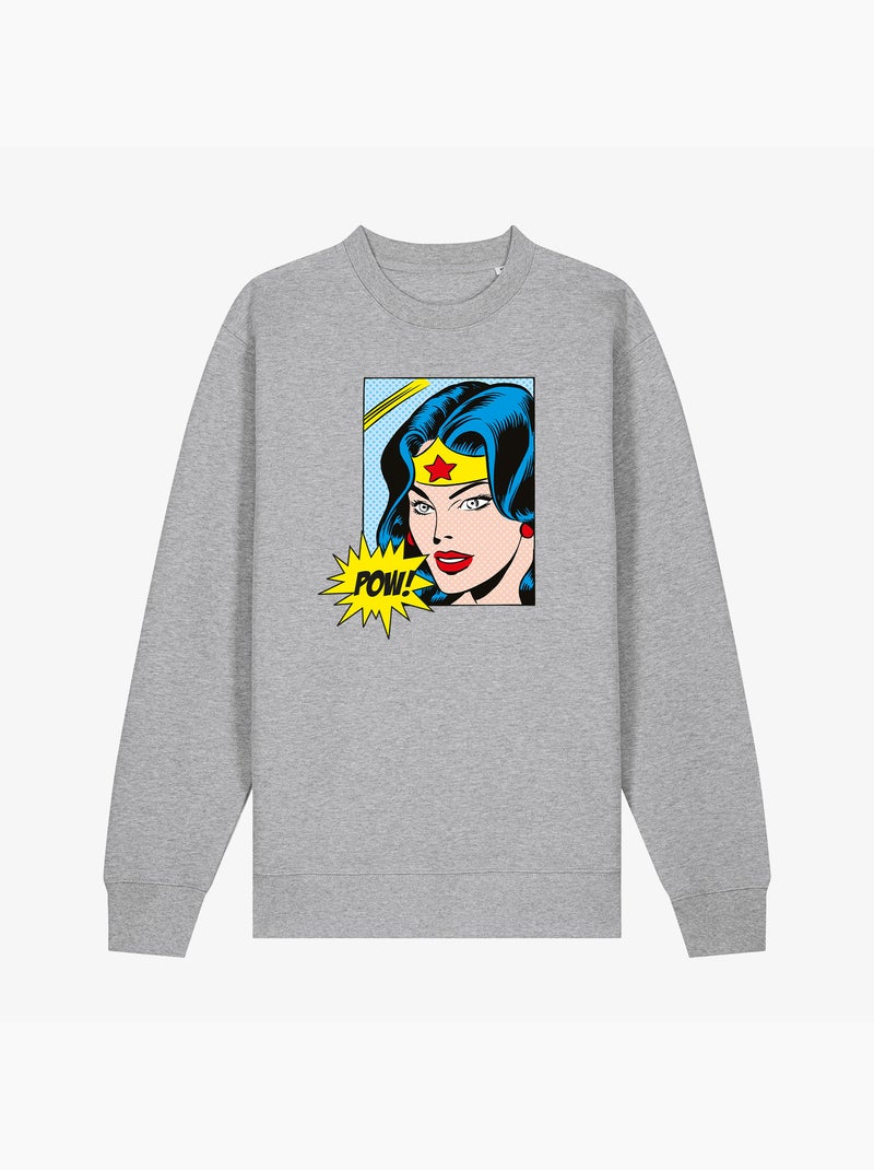 Sweater Dames - WONDER WOMAN POW Gemêleerd grijs - Kiabi