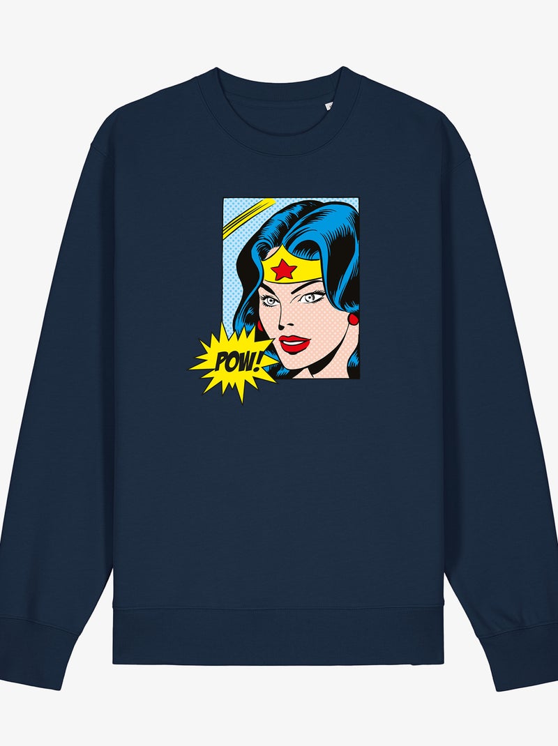 Sweater Dames - WONDER WOMAN POW Marineblauw - Kiabi