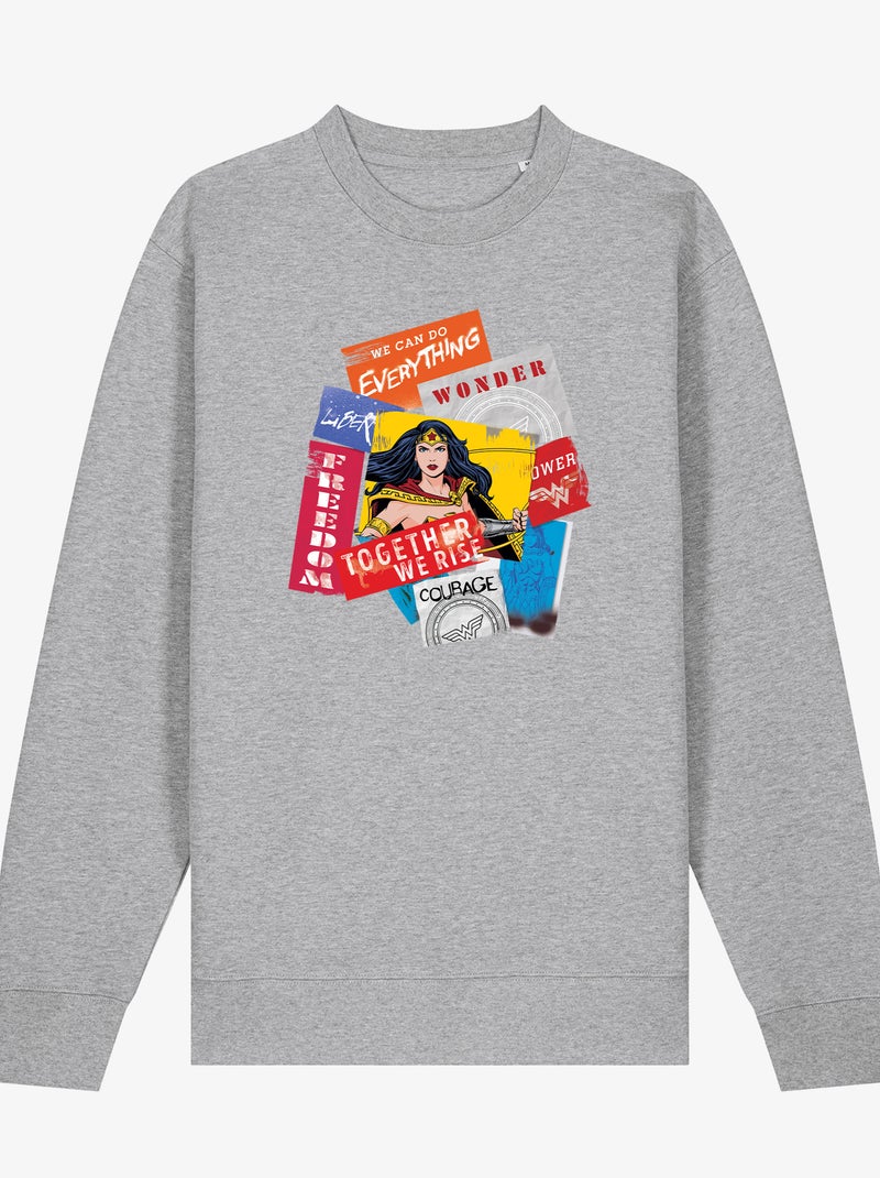 Sweater Dames - WONDER WOMAN TOGETHER WE RISE Gemêleerd grijs - Kiabi