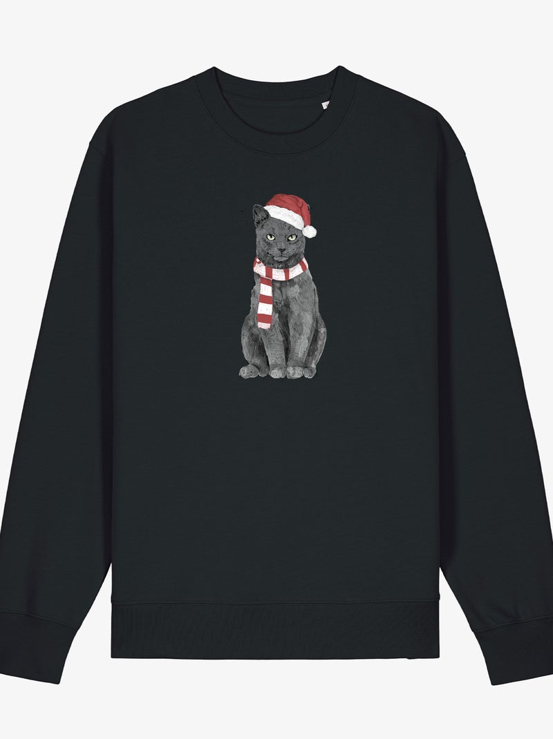 Sweater Dames - XMAS CAT Zwart - Kiabi