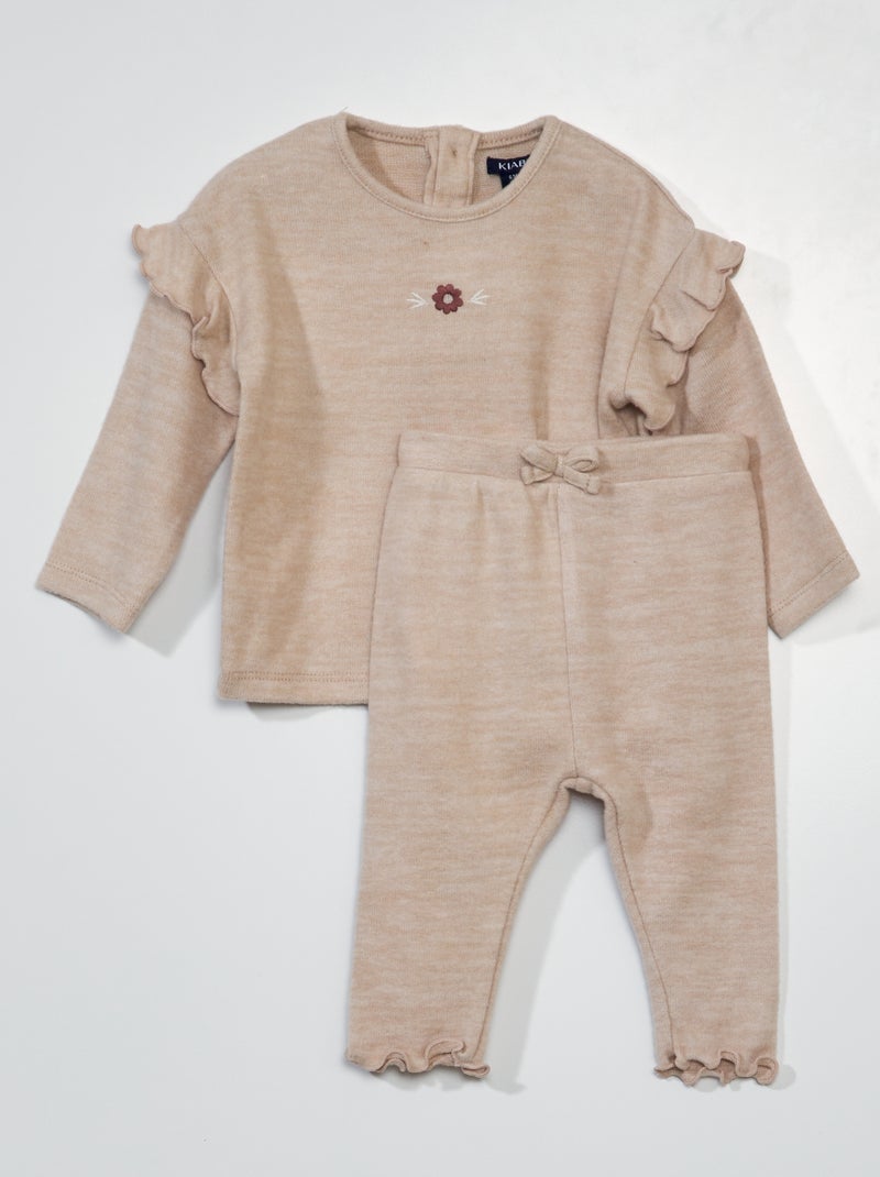 Sweater en legging van zacht tricot - 2-delig BIEGE - Kiabi