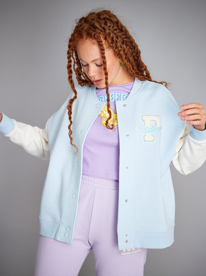 Sweater in baseballstijl BLAUW - Kiabi