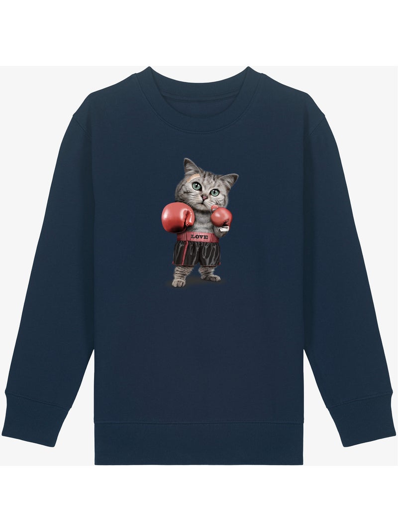 Sweater Kinder BOXING CAT Marineblauw - Kiabi