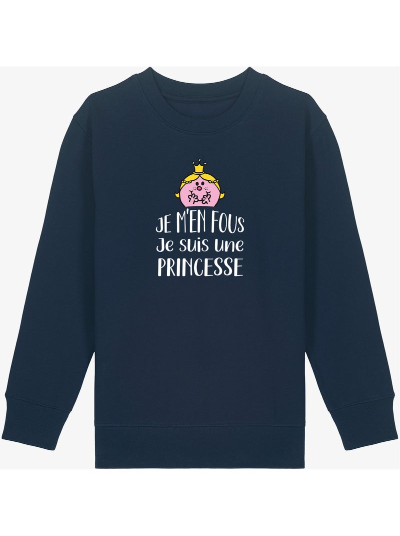 Sweater Kinder JE M EN FOUS JE SUIS UNE PRINCESSE Marineblauw - Kiabi