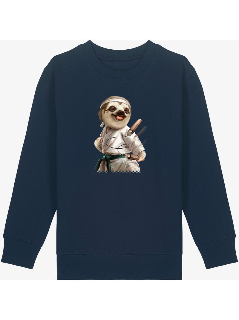 Sweater Kinder KARATE SLOTH Marineblauw - Kiabi