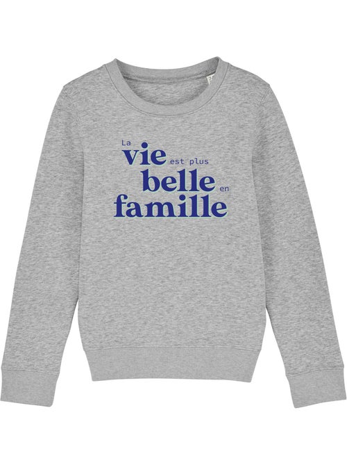 Sweater Kinder LA VIE EST PLUS BELLE EN FAMILLE BLEU - Kiabi Sweater Kinder LA VIE EST PLUS BELLE EN FAMILLE BLEU - Kiabi