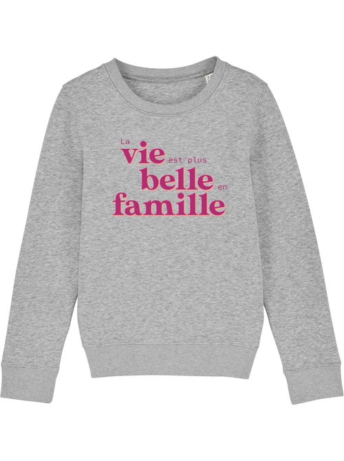 Sweater Kinder LA VIE EST PLUS BELLE EN FAMILLE ROSE - Kiabi Sweater Kinder LA VIE EST PLUS BELLE EN FAMILLE ROSE - Kiabi